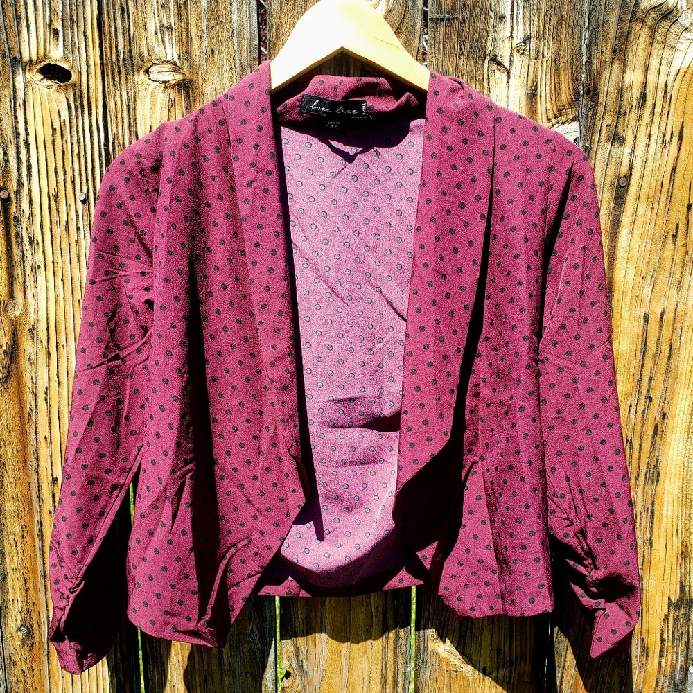 Love Tree Maroon Polka Dot Blazer NWOT
